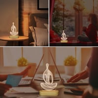 BootyBay 3D Jóga LED Éjjeli Lámpa - Meditációs Asztali Világítás Meleg Fénnyel, Fa Talppal - USB Dekorációs Lámpa Ajándékba Nőknek, Lányokna 5