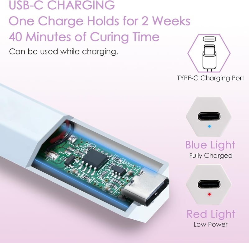 Delanie Mini UV LED Lámpa Gél Körmökhöz - Hordozható, Újratölthető, Gyorsszárító - Lila
