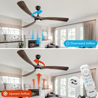 Ovlaim 183cm-es Fa Mennyezeti Ventilátor LED Világítással - Okos WiFi Vezérlés, Távirányító, 6 Sebesség, Tölgy-Fekete, DC Motor, Kültéri-Bel 4