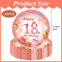 POPOYU 18. születésnapi papírtányér szett – Rose Gold, 7 hüvelykes, 16 db, eldobható party tányér lányoknak 2