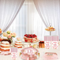 POPOYU 18. születésnapi papírtányér szett – Rose Gold, 7 hüvelykes, 16 db, eldobható party tányér lányoknak 3