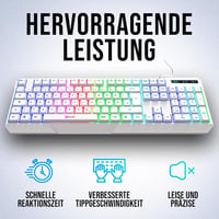 KLIM Chroma RGB Gamer Billentyűzet - Német QWERTZ, Fehér, Vízálló, Csendes Billentyűk, Tartós, Ergonomikus, USB Kábeles - PC, Mac, PS4, PS5  4