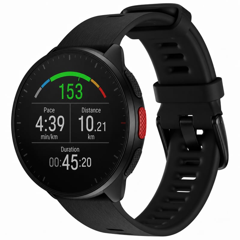 Polar Pacer GPS sat za trčanje crni s mjeračem pulsa i programom treninga - nepotpuni pribor (bez punjača i dodatnog remena) (stanje: vidi 2. sliku)