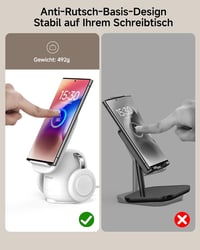 SwanScout 707S 3 az 1-ben Vezeték Nélküli Indukciós Töltőállomás Samsung S25 Ultra/S24/Z Flip 6/Z Fold 6 Telefonokhoz, Galaxy Watch 7/6/5/4  3