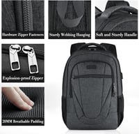 BIKROD Férfi Hátizsák 17,3" Laptoptartóval - Vízálló Iskolatáska Tiniknek USB Töltőporttal, Nagy Kapacitású Utazó Hátizsák Lopásgátló Zsebbe 3