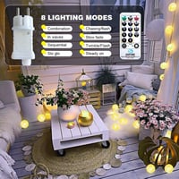 Bigzom LED Lámpás Fényfüzér 5m 20 LED - Kültéri/Beltéri Időzítővel, Távirányítóval, IP44 Vízálló, Meleg Fehér Kerti Dekoráció Karácsonyra, T 3