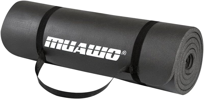 Muawo Prémium Fitness Matrac - Extra Vastag (1,5 cm) és Hosszú (190 cm) Csúszásmentes Jóga és Tornaszőnyeg, Sötétkék, NBR Habból, Bőrbarát, 