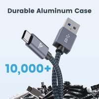 RAMPOW 2m Szürke Fonott USB-A/C Gyorstöltő Kábel - Újracsomagolt 4