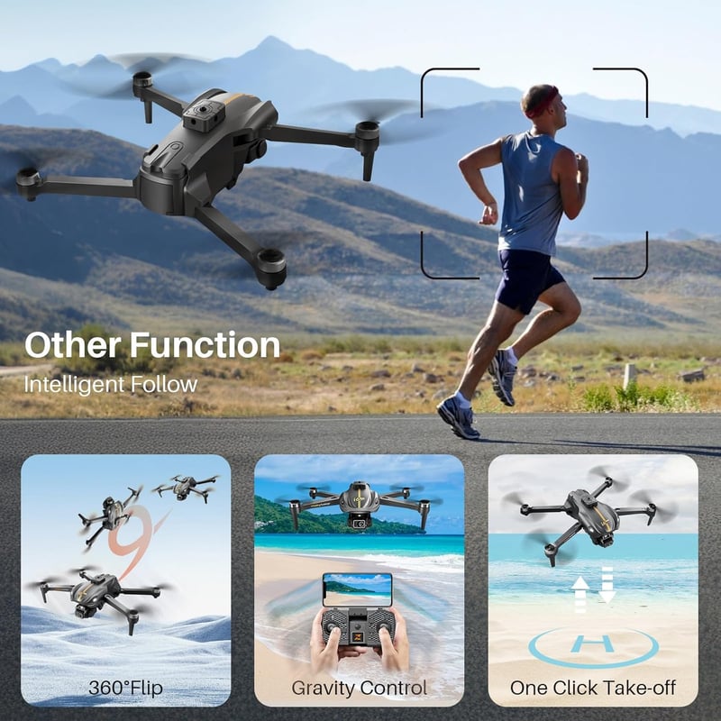 OKYUK Kezdő Drón 1080P HD FPV Kamerával, Magasságtartás, Automatikus Akadályelkerülés, 45 Perc Repülési Idő, Fejnélküli Mód, 3D Flip Funkció