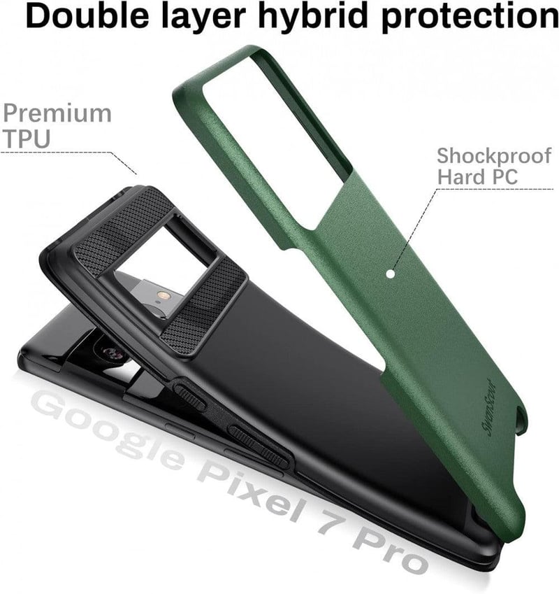 Google Pixel 7 Pro Zöld Védőtok - SwanScout Dupla Rétegű, Vezeték Nélküli Töltéssel