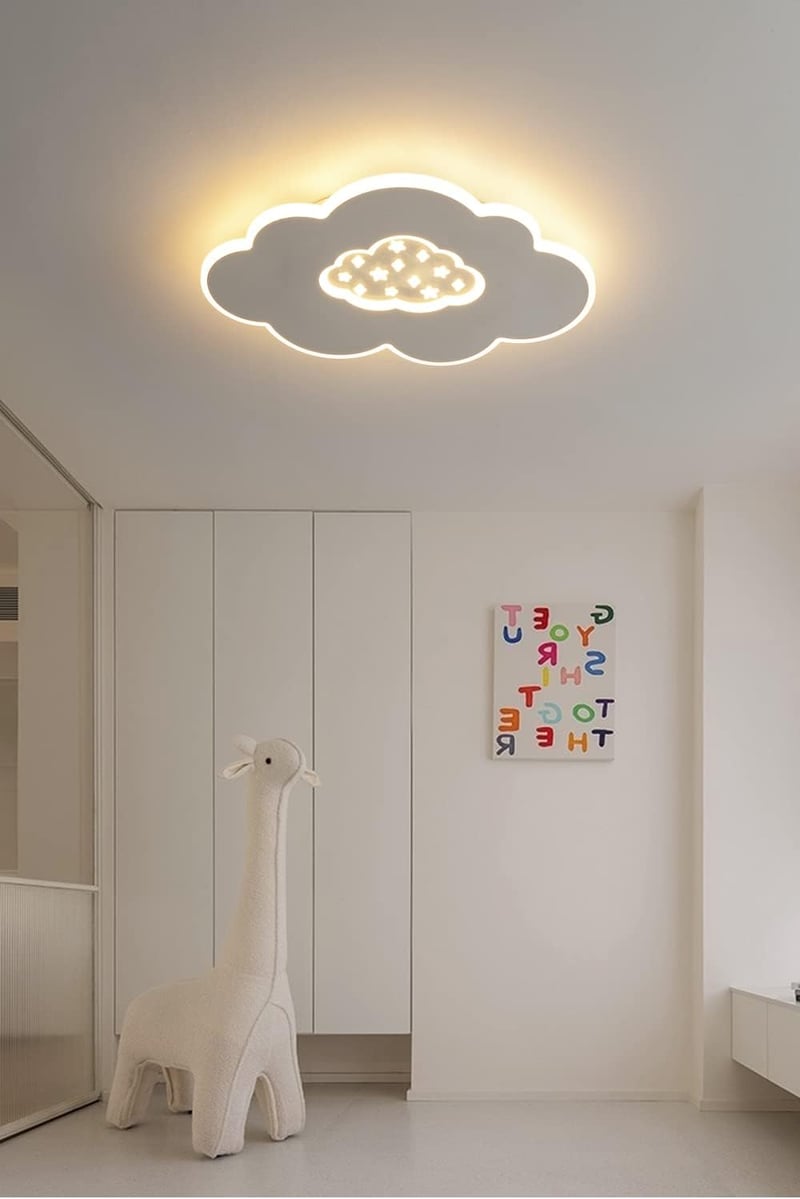 Baerolc Felhő Alakú LED Mennyezeti Lámpa 50 cm - Távirányítós, Fényerőszabályozható, 3000K-6000K, 30W, Gyerekszobába, Hálószobába, Nappaliba