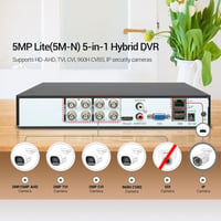 WESTSHINE 8 Csatornás DVR 5MP Lite Biztonsági Rögzítő - 5-in-1 Hibrid Rendszer, H.265+, Mozgásérzékelés, Távoli Hozzáférés, 4K Kimenet 8