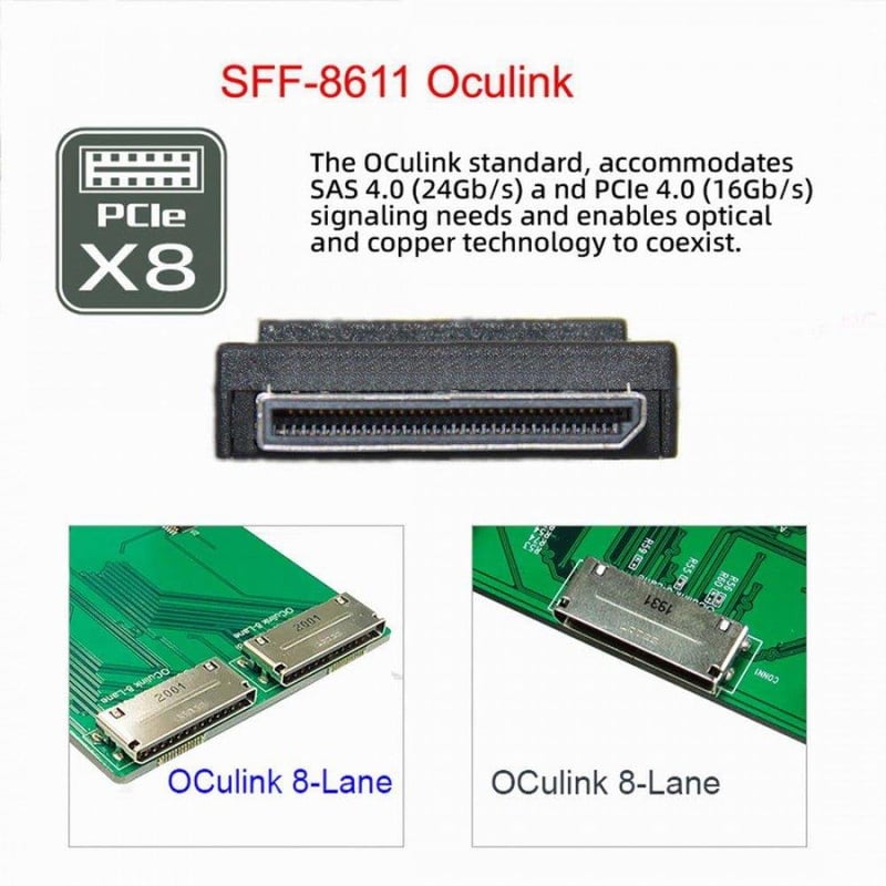 Oculink SFF-8612 PCIe X16 Adapter ATX Tápcsatlakozóval