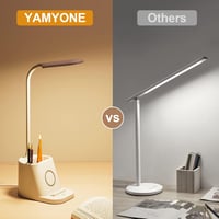 YAMYONE LED Íróasztali Lámpa Vezeték Nélküli Töltővel és Tolltartóval - 3 Színhőmérséklet, Fokozatmentes Fényerő, Érintésvezérlés, Hajlíthat 6