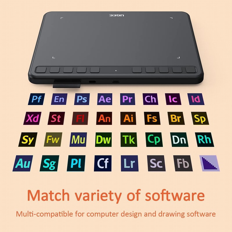 UGEE S640 Grafikus Rajztábla 8192 Nyomásérzékenységgel, 10 Gyorsgombbal - Kompatibilis Windows, Mac, Linux és Android Rendszerekkel