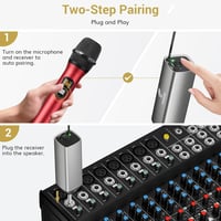 TONOR TW630 Vezeték Nélküli Mikrofon Szett - Dupla UHF Fém Mikrofon Tölthető Vevővel, 60m Hatótáv, Karaoke, Rendezvény, DJ  4