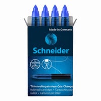 Rezerve cerneală pentru roller Schneider One Change, albastru, cerneală permanentă, set de 4 bucăți, 185403 1