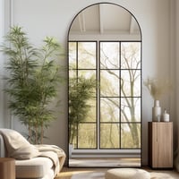 LunaMirror Ívelt Álló Tükör 192x85 cm - Teljes Alakos Padlótükör Hálószobába, Nappaliba - Fekete Alumínium Kerettel, Nano Üveg 2
