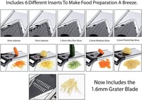 V-pengés Chef's INSPIRATIONS mandolin zöldségszeletelő 6 betéttel és kesztyűvel 6