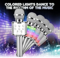ShinePick Vezeték Nélküli Karaoke Mikrofon LED-del, Bluetooth, Android/iOS Kompatibilis - Ezüst 6