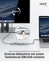 Acer 7-in-1 USB-C Hub - 4K@60Hz HDMI Adapter, 100W PD Töltés, 2 USB 3.0 Port, Kártyaolvasó, Képernyővezérlés - MacBook, Surface, iPhone Komp 9