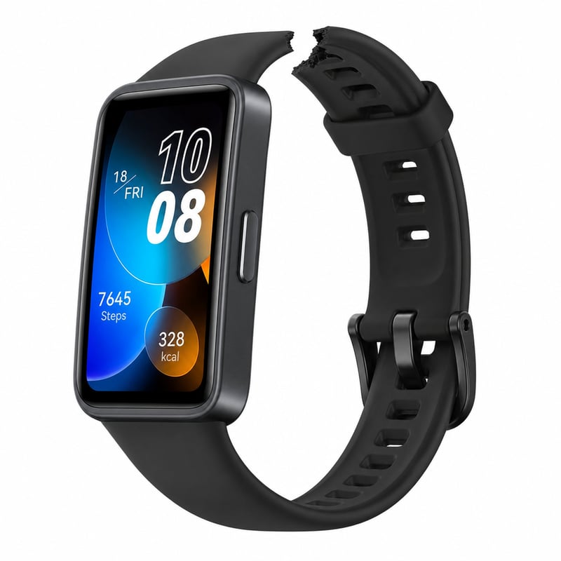 Inteligentné hodinky HUAWEI Band 8 vo farbe Midnight Black — na náhradné diely / na rozobratie: bez nabíjačky a s roztrhnutým remienkom (stav: pozri 2. obrázok)