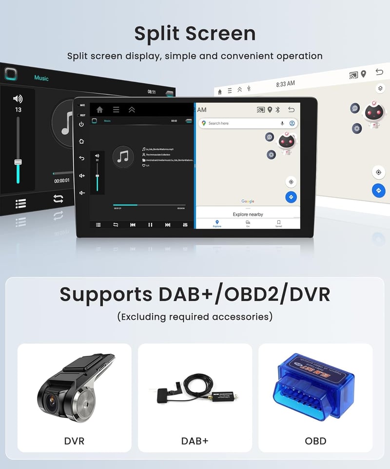 Wireless Carplay Android 13 Autórádió 2 DIN Audi Q5 2010-2018 - 9" GPS Navigáció, WiFi, Bluetooth, 2GB+64GB, Kormányvezérlés