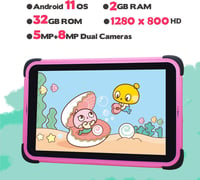 CWOWDEFU 8 Colos Rózsaszín Gyerektablet 32GB WiFi Android Szülői Felügyelettel 2