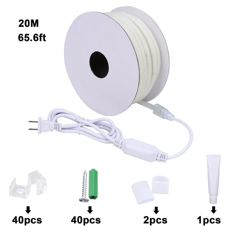 Benlun AC 220V COB LED Szalag 20m - Természetes Fehér 4000K, IP65 Vízálló, Kültéri Világítás, Flexibilis Vágható LED Csík 200W 230V Közvetle