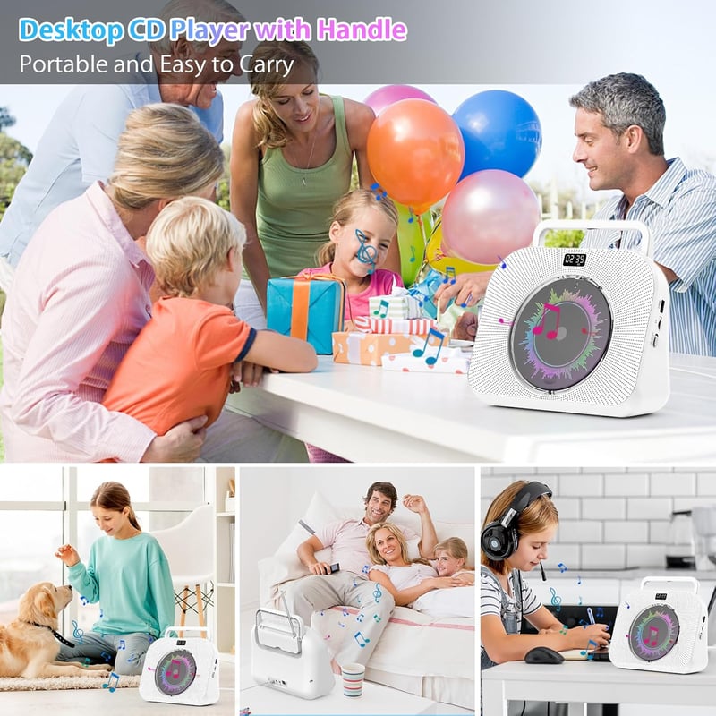 KOVCDVI 9 az 1-ben Bluetooth CD-lejátszó rádióval, USB/TF/AUX támogatással, ébresztővel és távirányítóval