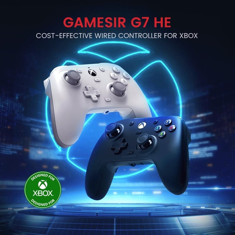 GameSir G7 HE Vezetékes Kontroller Xbox Series X|S, Xbox One és Windows PC-hez, Hall Effect Analóg Karokkal, Hivatalos Licensz, Fehér