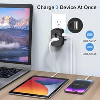 Amoner Univerzális Utazási Adapter USB-C és USB-A Portokkal - Nemzetközi Konverter Amerikai, Olasz, Angol, Japán, Francia Konnektorokhoz 3