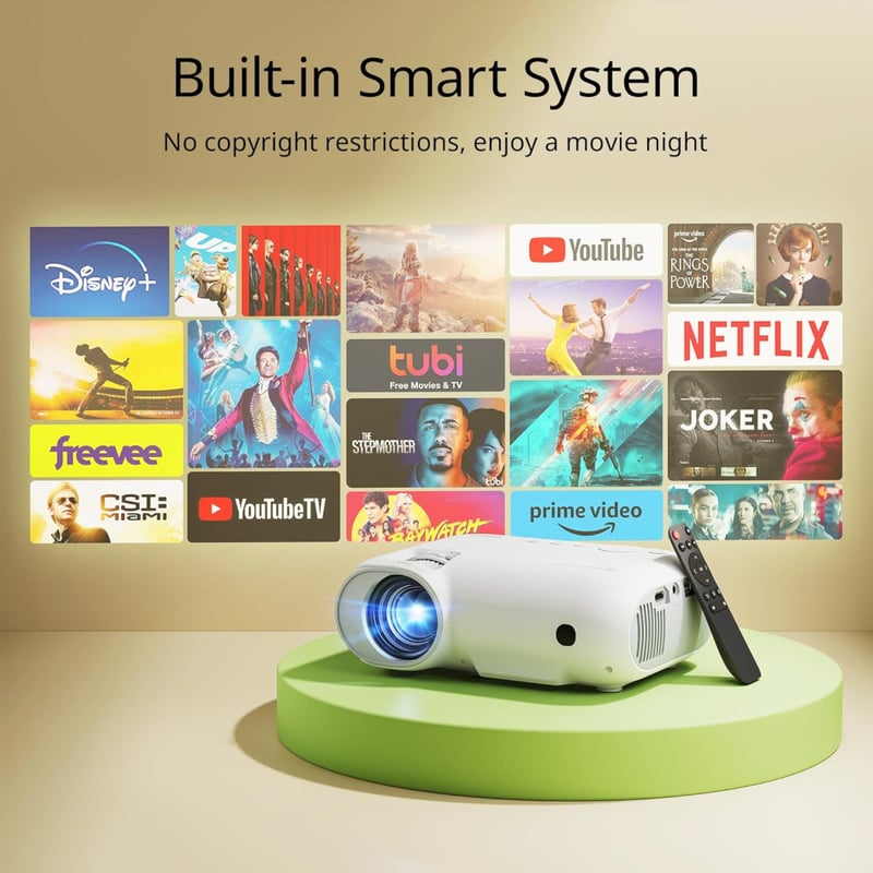 YOTON Y9 4K Projektor Netflix/Dolby Támogatással - 20000 Lumen Full HD 1080P Natív Felbontás, WiFi, Bluetooth 5.2, Otthoni Mozi, Telefon, TV