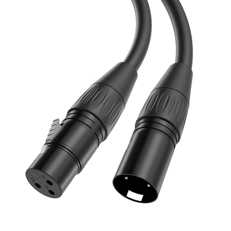 Yinker XLR Kábel Szett - 2db 1,5m Mikrofon Kábel (Apa-Anya) Hangfelszerelésekhez, Stúdió Eszközökhöz, Fekete, Rugalmas Gumi Borítással