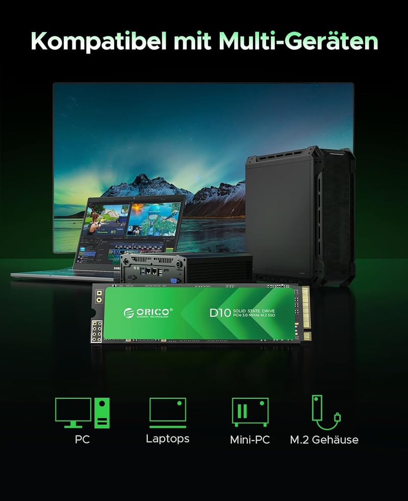 ORICO 128GB M.2 NVMe SSD - Nagy Sebességű Belső SSD Meghajtó TLC NAND Flash, 1700MB/s PCIe Gen3x4, 2280 Méret, Laptop és Asztali PC Kompatib