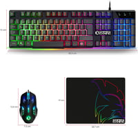 EMPIRE GAMING MK800 3 az 1-ben Gamer Szett - RGB Gamer Billentyűzet QWERTZ Német Kiosztás, Ergonomikus RGB Egér 2400 DPI, Egérpad PC PS4 PS5 - K800 Wired Schwarz 6