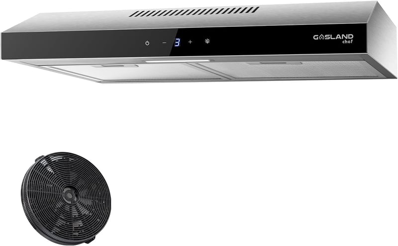 Gasland Chef SR60SS Páraelszívó 60 cm Rozsdamentes Acél Érintőképernyős Vezérlés 202 m³/h Szénszűrő LED Világítás - 60 cm, Silver