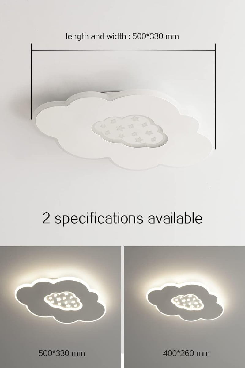 Baerolc Felhő Alakú LED Mennyezeti Lámpa 50 cm - Távirányítós, Fényerőszabályozható, 3000K-6000K, 30W, Gyerekszobába, Hálószobába, Nappaliba