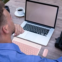 Bluetooth Vezeték Nélküli Billentyűzet és Egér Szett - Ultravékony Ergonomikus Újratölthető Kombó Tablethez, Telefonhoz, PC-hez, Mac-hez 10