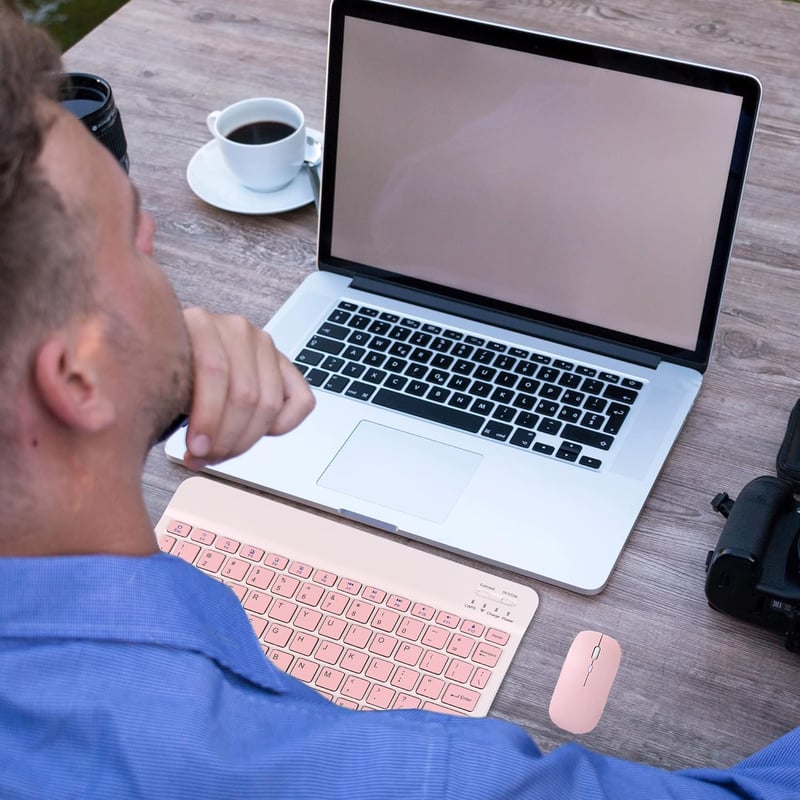 Bluetooth Vezeték Nélküli Billentyűzet és Egér Szett - Ultravékony Ergonomikus Újratölthető Kombó Tablethez, Telefonhoz, PC-hez, Mac-hez