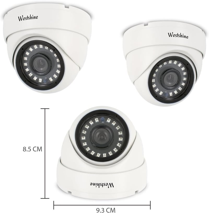 WESTSHINE 1080P Kültéri Biztonsági Dóm Kamera - 4-in-1 Kompatibilitás, 2.8mm Széles Látószög, 65 Láb Éjjellátó, IP66 Vízálló, Fém Ház