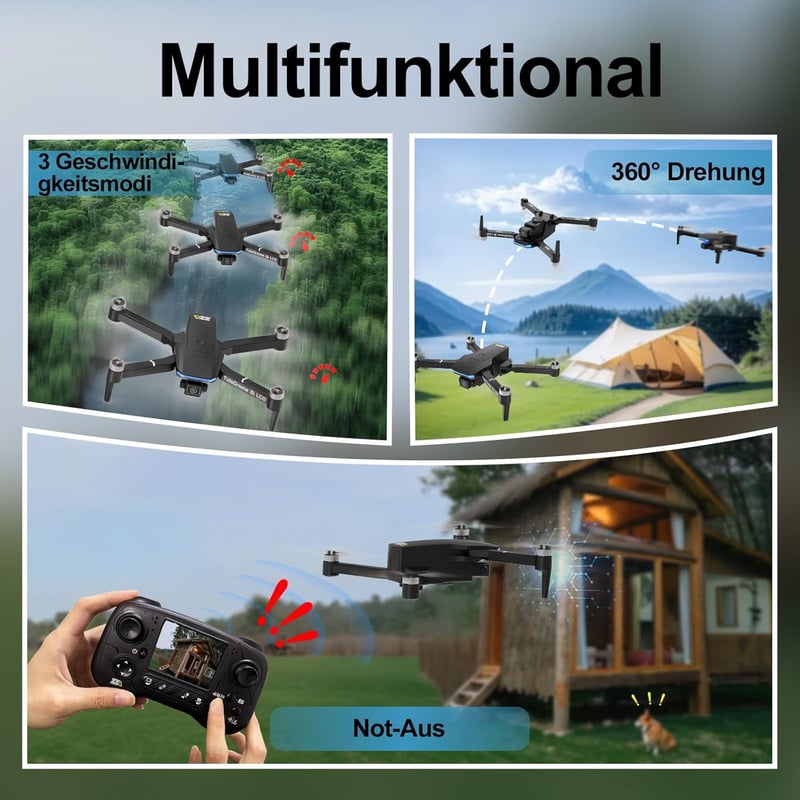 Toladrone TD31LCD Drón Beépített LCD Kijelzős Távirányítóval, Kamerával, Kefenélküli Motorokkal, Valós Idejű FPV Képátvitellel, Összecsukhat