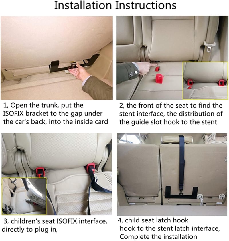 ISOFIX Univerzális Acél Rögzítő Autós Gyereküléshez - Hancaner Biztonsági Öv Csatlakozó