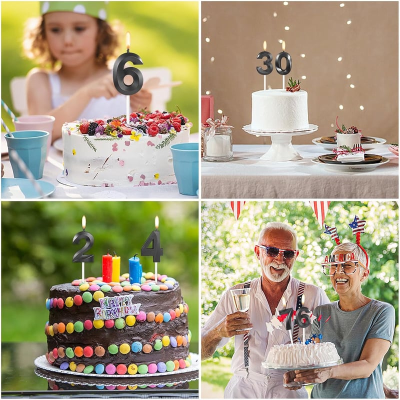 Fekete 3D szám gyertya tortára - 5-ös számjegy, 5 cm magas születésnapi dekoráció