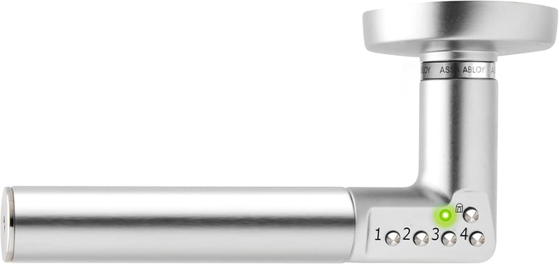 Assa Abloy Digitális Ajtókilincs PIN Kódzárral - Beltéri Ajtófogantyú Rozsdamentes Acélból - Ezüst Matt Kivitel - Elemmel