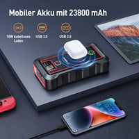 YABER YR800 Autós Bikázó Powerbank 5000A 23800mAh - 10W Vezeték Nélküli Töltő, LED Lámpa, LCD Kijelző, Benzin és 8.0L Dízel Motorokhoz 3