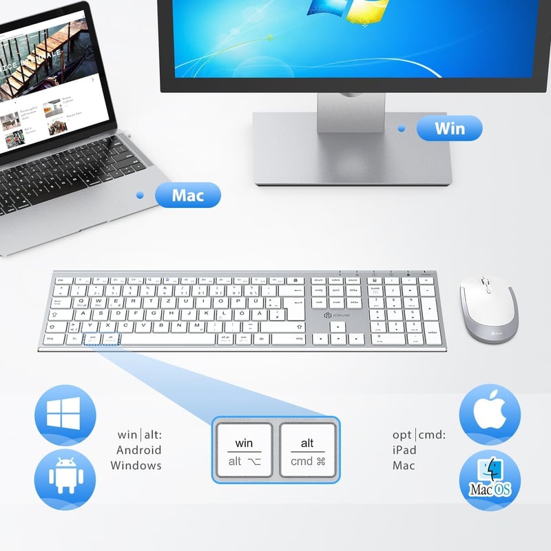 iClever Vezeték Nélküli Billentyűzet és Egér Szett, 2.4G, USB-C Újratölthető, Teljes Méretű, Vékony, Tartós, Windows/Mac Kompatibilis

AI: i