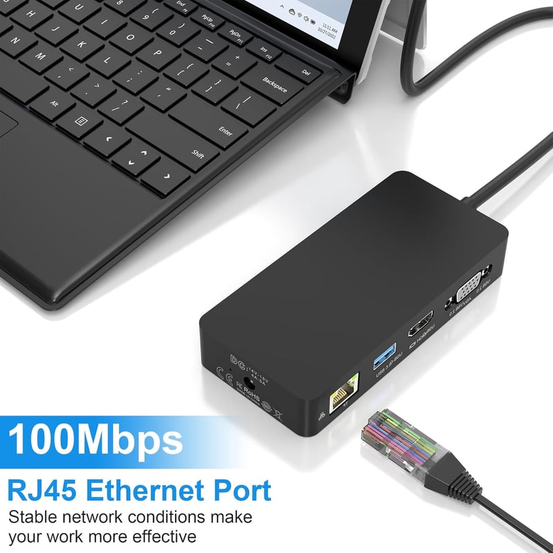 Microsoft Surface Dokkoló 11 az 1-ben, 4K HDMI és VGA Tripla Kijelzővel