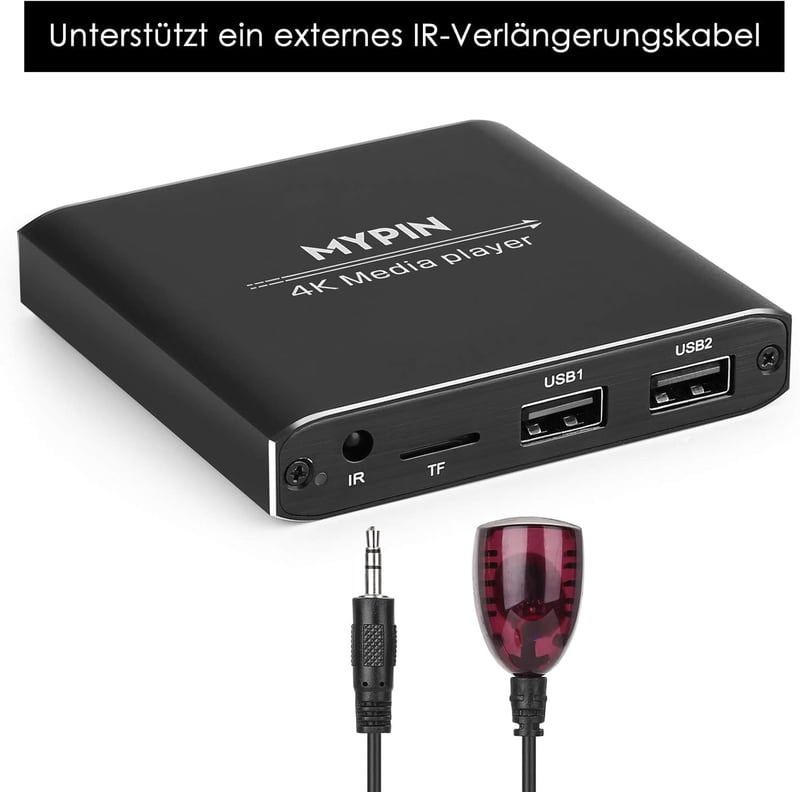 MYPIN 4K Médialejátszó - 8TB HDD, USB, HDMI, 7.1 Surround Hang, Távirányítóval
