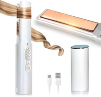 ADOBIRD Vezeték Nélküli Hajvasaló és Hajgöndörítő 2in1 - 5000 mAh Akkumulátor, Titán Lapok, 3 Hőfokozat, Gyors Felfűtés, Utazáshoz, Fehér 1